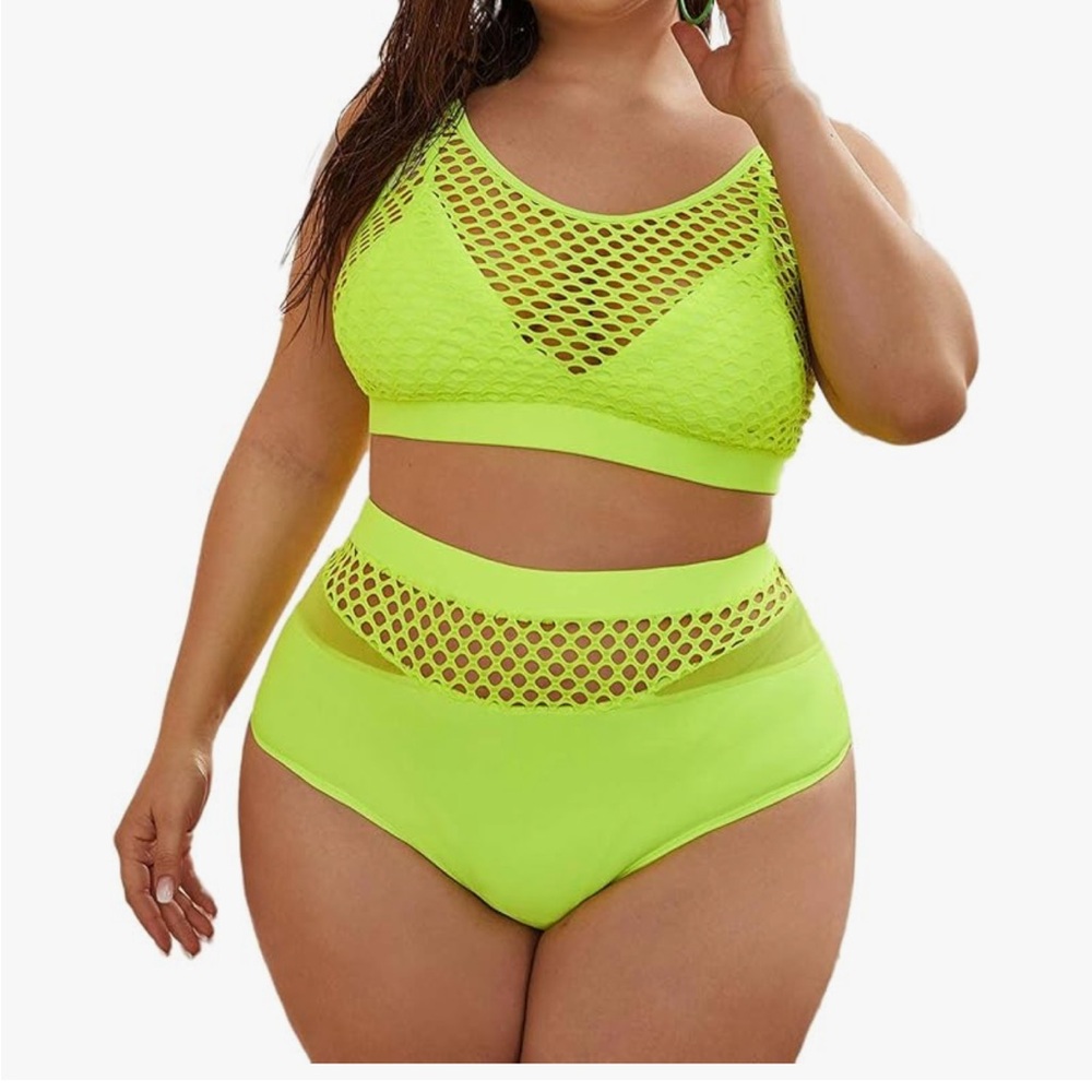 Amazon Vibrant Lime Mesh Bikini Set